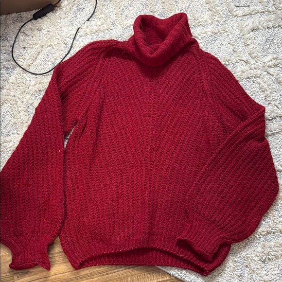 POL Balloon Sleeve Cozy Red Turtleneck Sweater Size S NEW - Picture 1 of 5